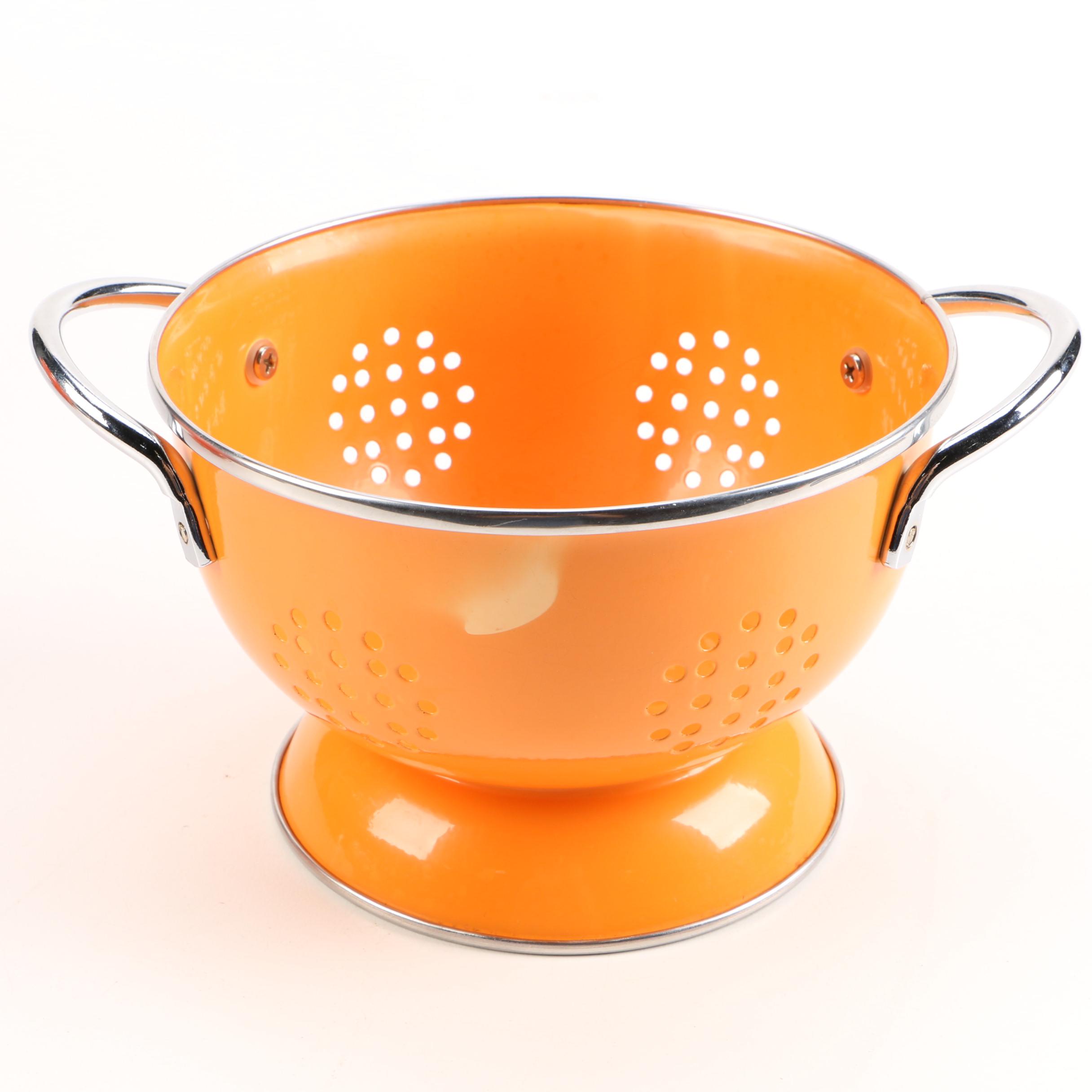 A "Le Creuset" Set of Orange Graduated Colanders EBTH