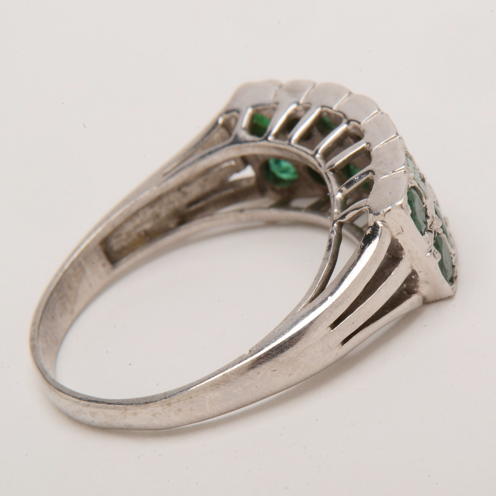 Silver Tone Emerald Costume Jewelry Ring EBTH