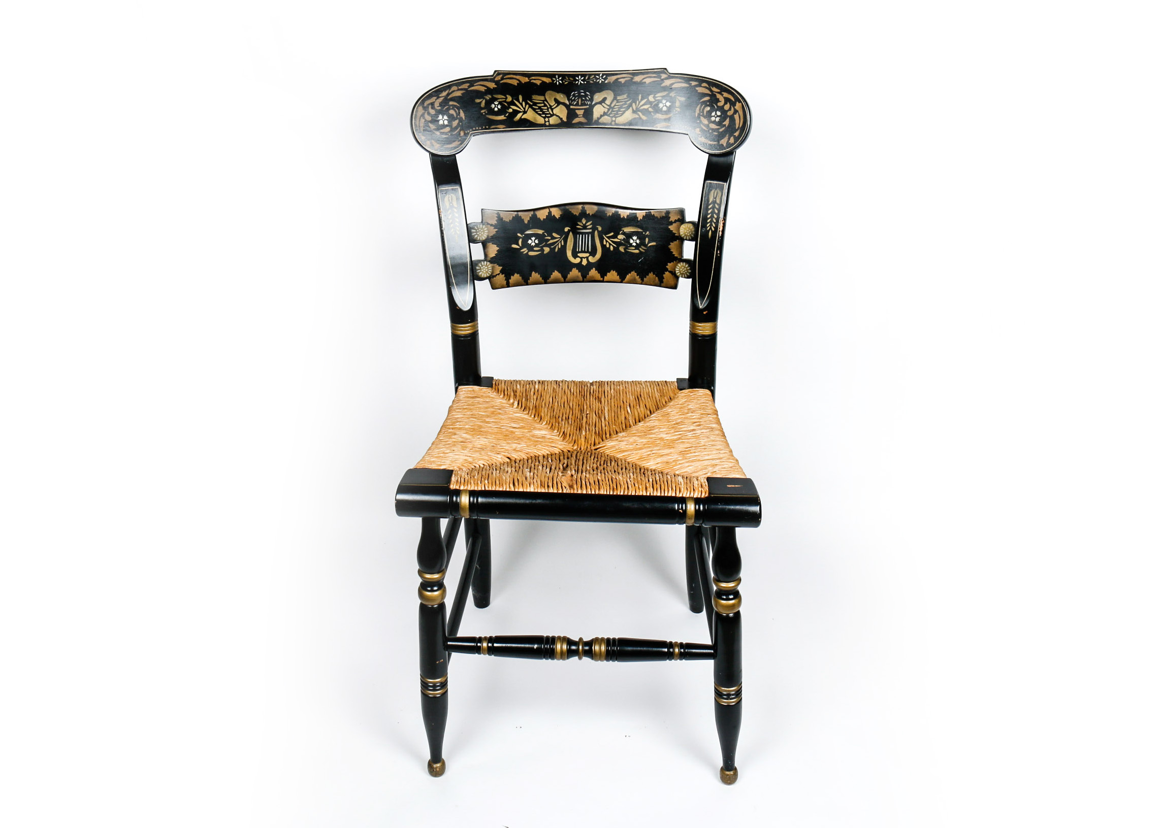 Vintage Rush Seat Ethan Allen Button Back Hitchcock Chair EBTH