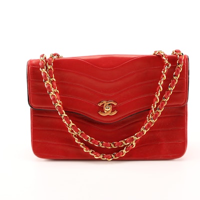 Chanel Red Leather Flap Bag