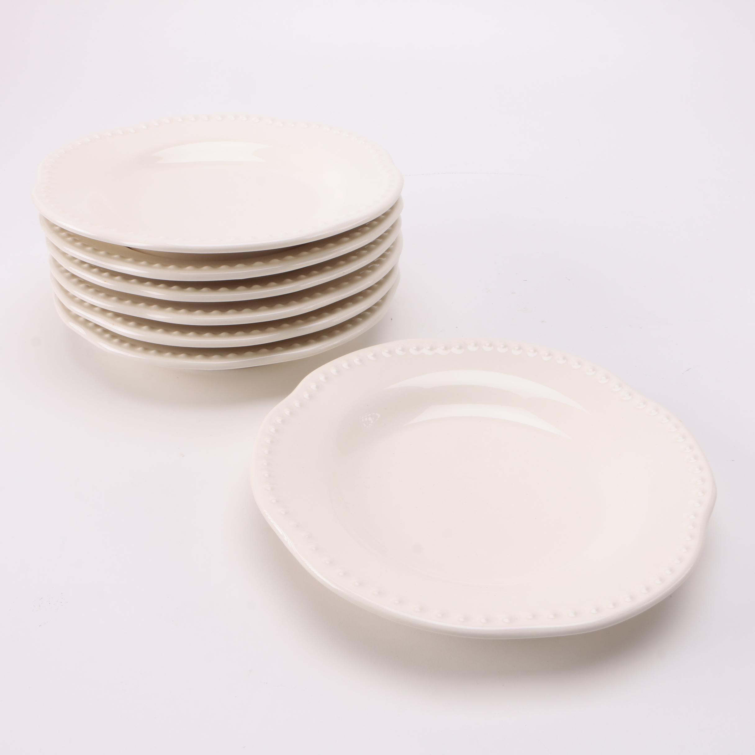 White Dinnerware Featuring Pottery Barn "Emma" and Gail Pittman "Siena Acorns" EBTH
