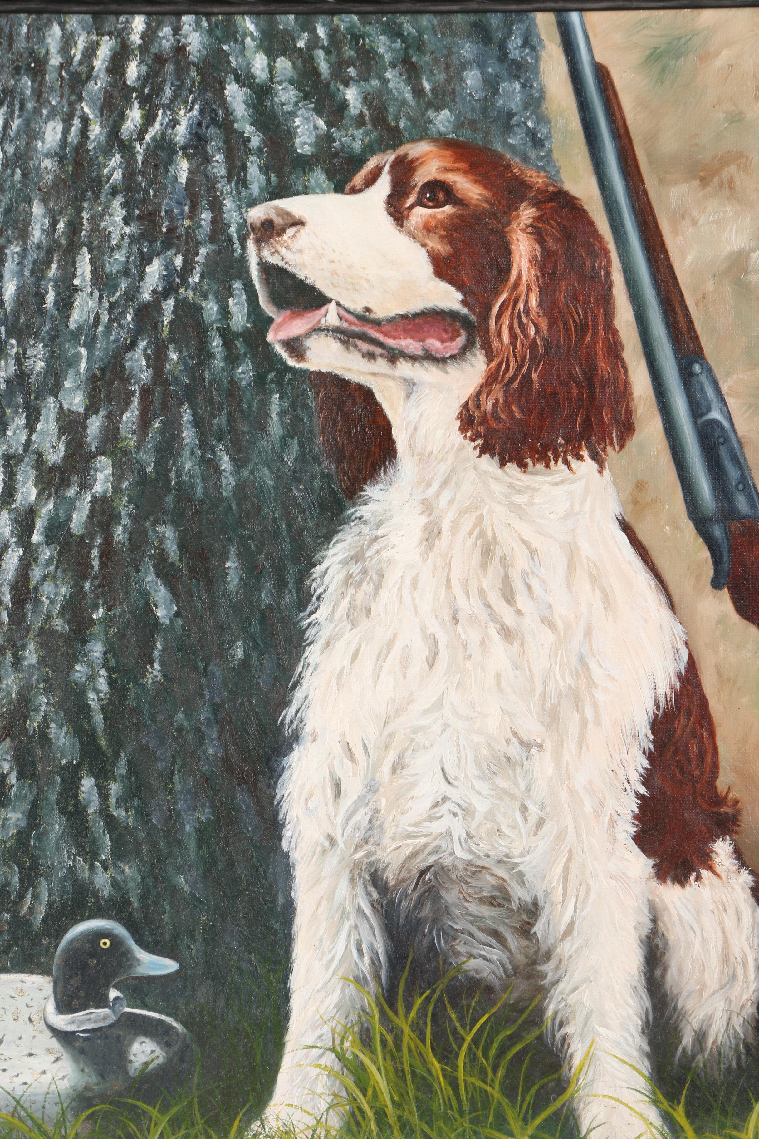 J.P. Young Oil Painting of Hunting Dog EBTH