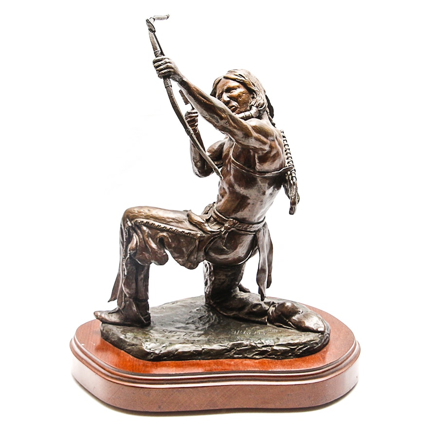 Sid Burns 1972 Bronze Sculpture "Last Arrow"