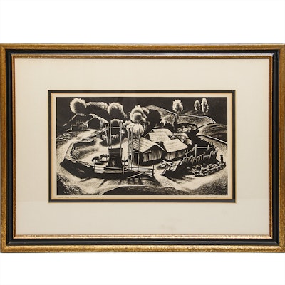 Lynd Ward Original Woodblock Print "Corral: Tres Cumbres" Lynd Ward Original Woodblock Print "Corral: Tres Cumbres"