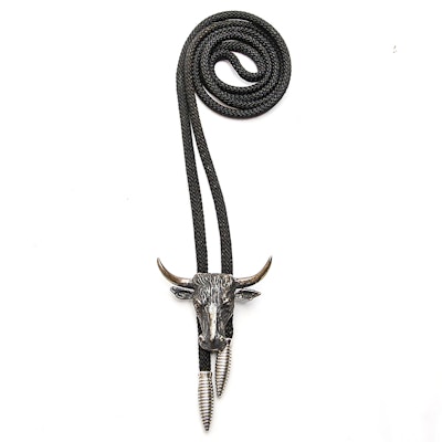 Southwestern Style 800 Silver and Silver Tone Steer's Head Bolo Southwestern Style 800 Silver and Silver Tone Steer's Head Bolo