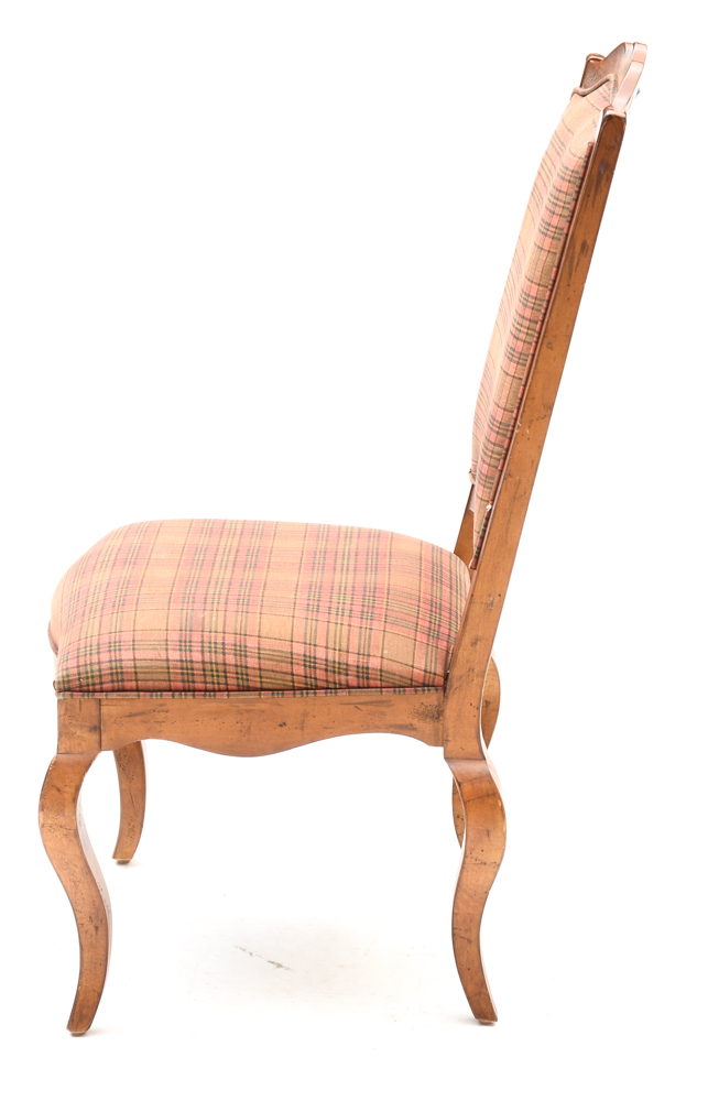 Set of Red Plaid Upholstered Dining Chairs EBTH
