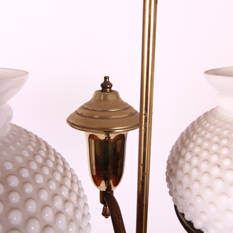 Vintage Double Socket Hurricane Floor Lamp with Hobnail Milk Glass EBTH