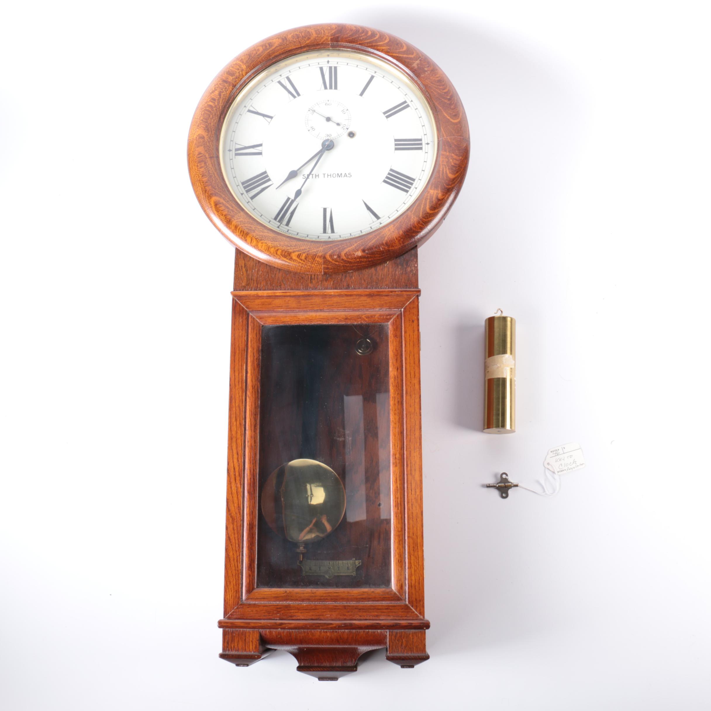 Seth Thomas Oak Pendulum Wall Clock EBTH