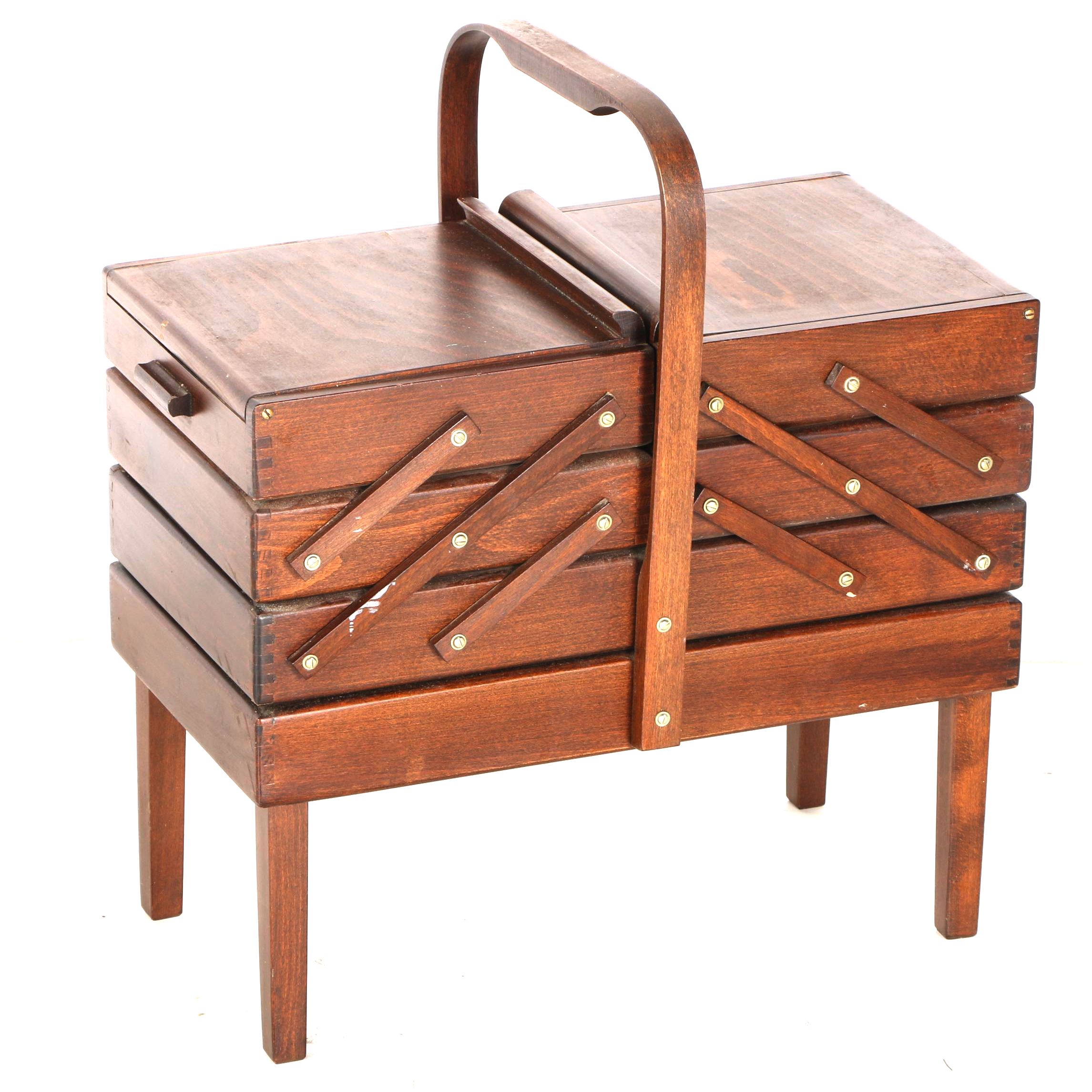 Vintage Wooden FoldOut Sewing Box With Thread and Supplies EBTH