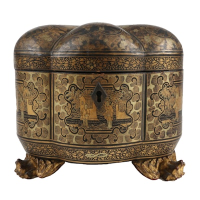Chinese Qing Dynasty Lobate Tea Caddy Chest