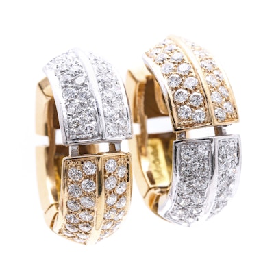 Antonini 18K Two Tone Gold 2.20 CTW Diamond Huggie Earrings