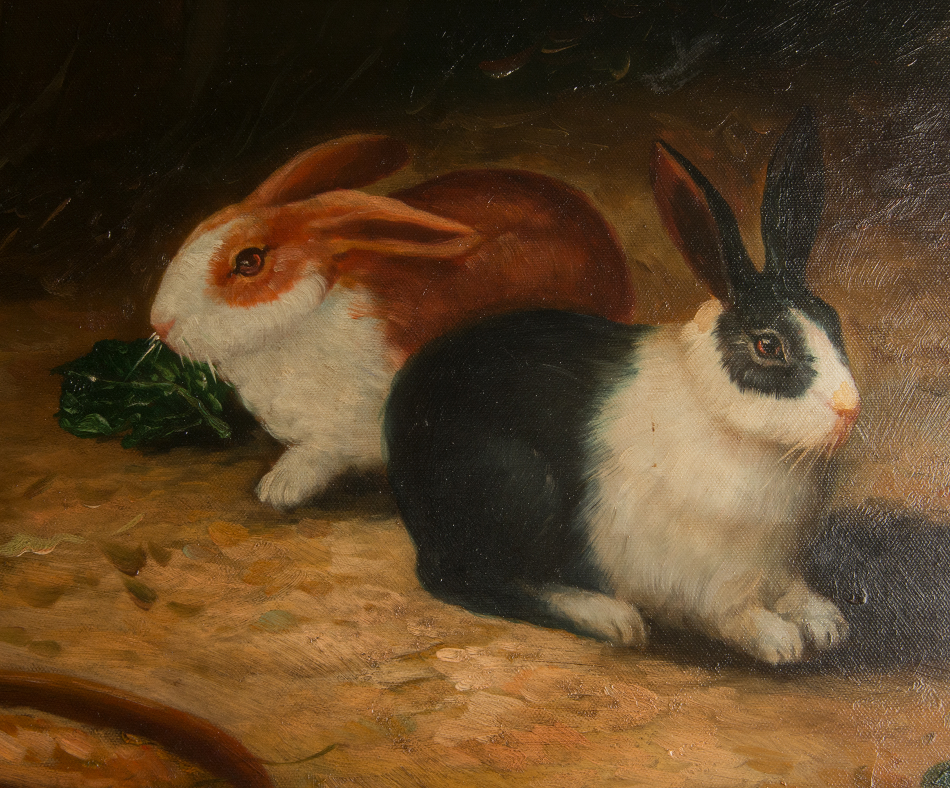 Oil Painting on Canvas of Rabbits EBTH