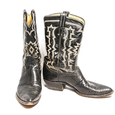 Black Tony Lama Lizard Cowboy Boots Black Tony Lama Lizard Cowboy Boots