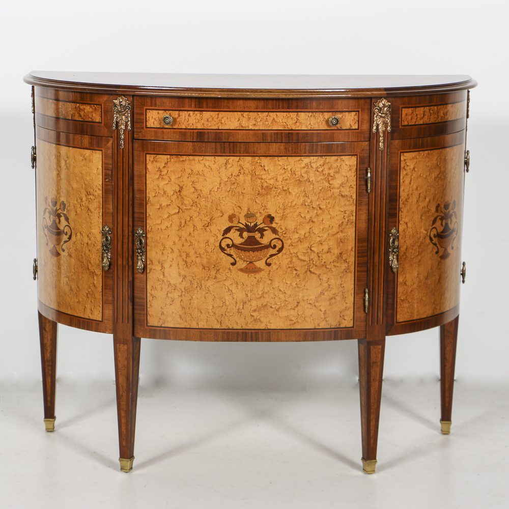 Neoclassical Style Demilune Console Cabinet By Trouvailles Inc Ebth
