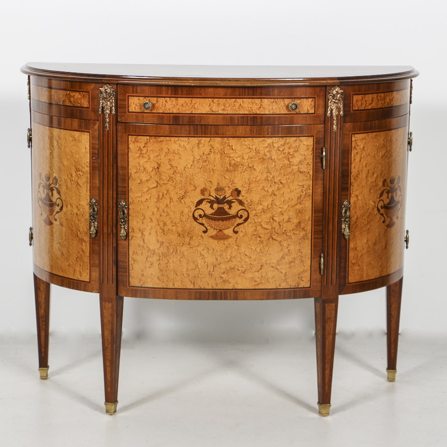 Neoclassical Style Demilune Console Cabinet By Trouvailles Inc Ebth