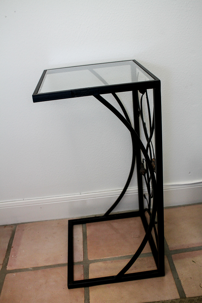 Glass Top Metal Side Table EBTH