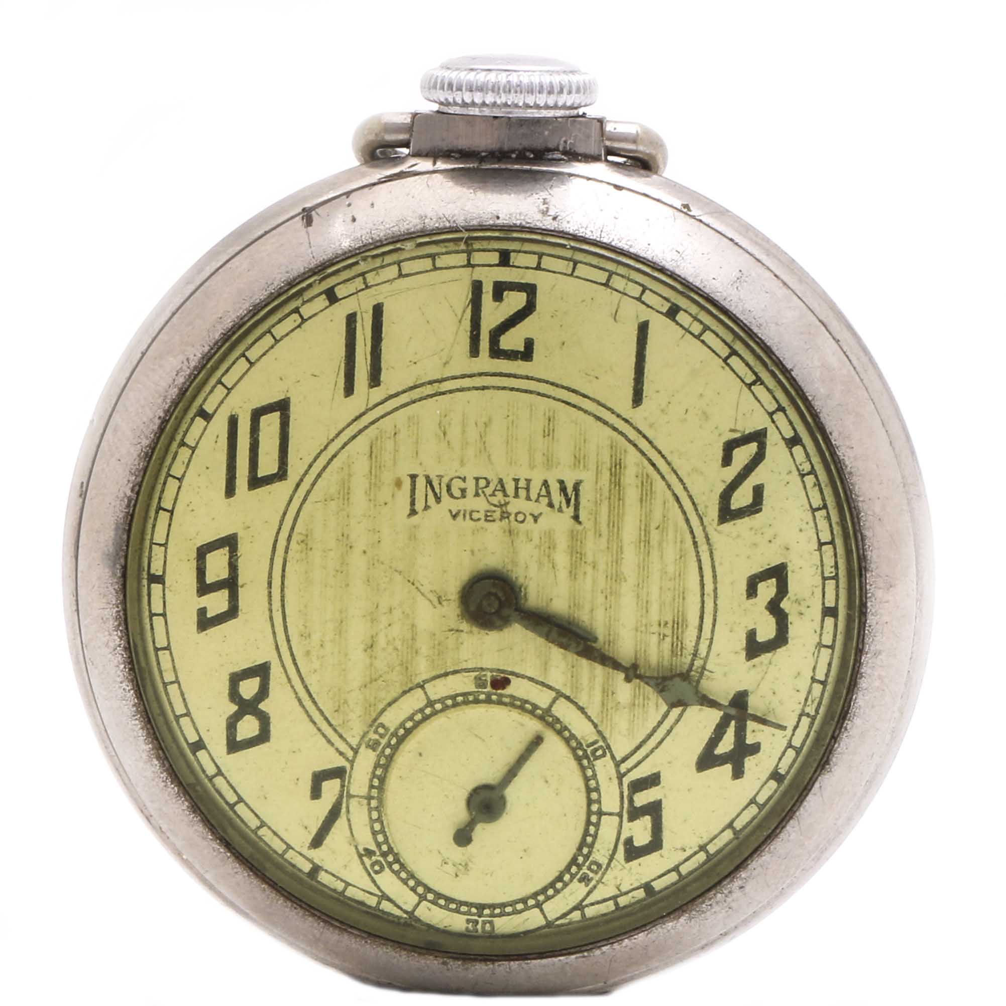 Ingraham Viceroy Silver Tone Pocket Watch EBTH