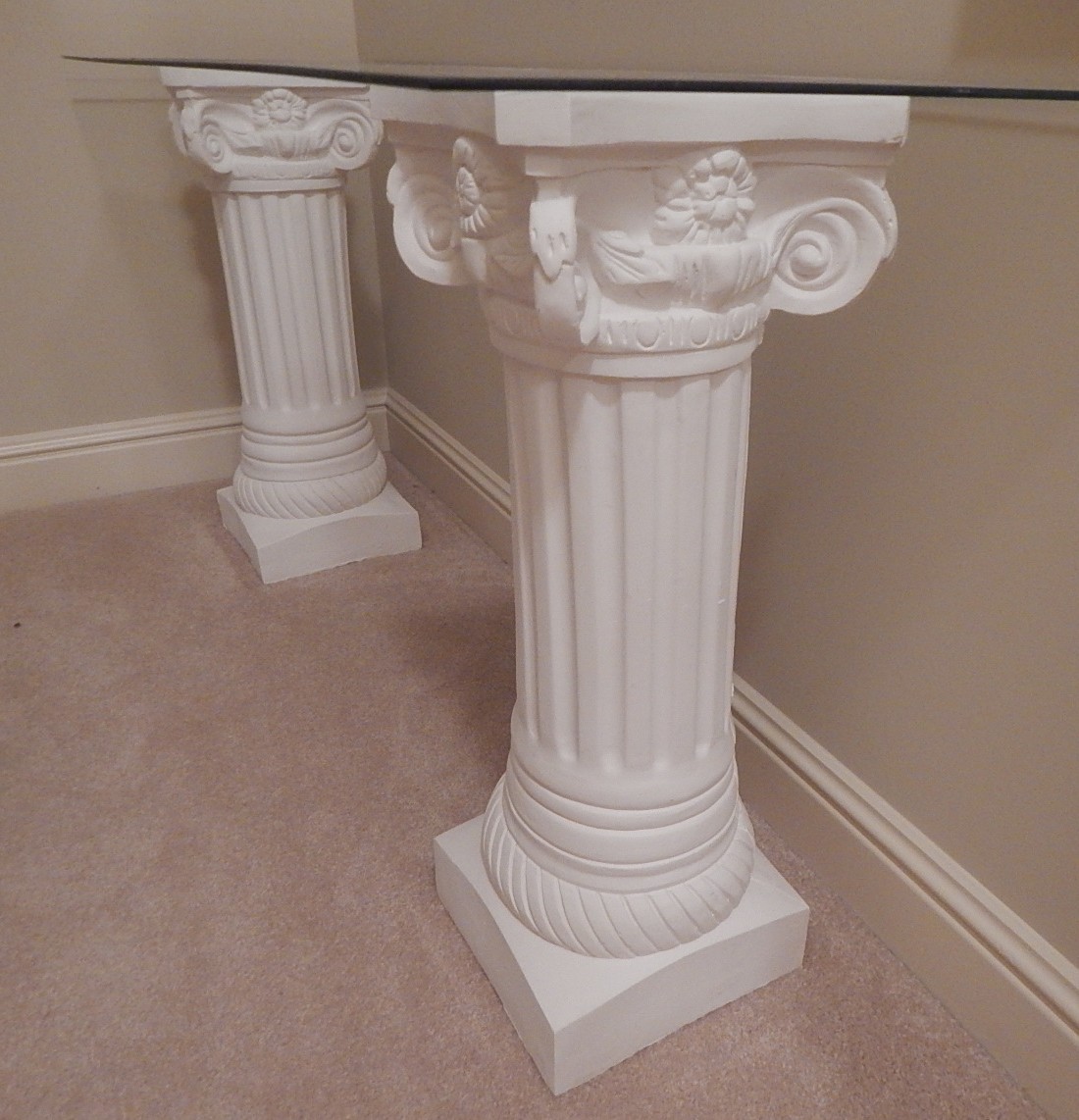 Corinthian Fluted Column Glass Top Library Table EBTH