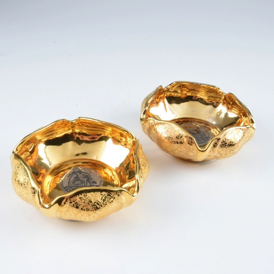 Le Mieux China 24k Gold Platinum China Bowls Ebth Le Mieux China 24k Gold Platinum China Bowls Ebth