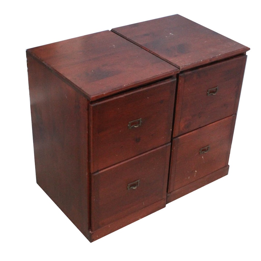 Pair Of Wood Veneer Filing Cabinets Ebth