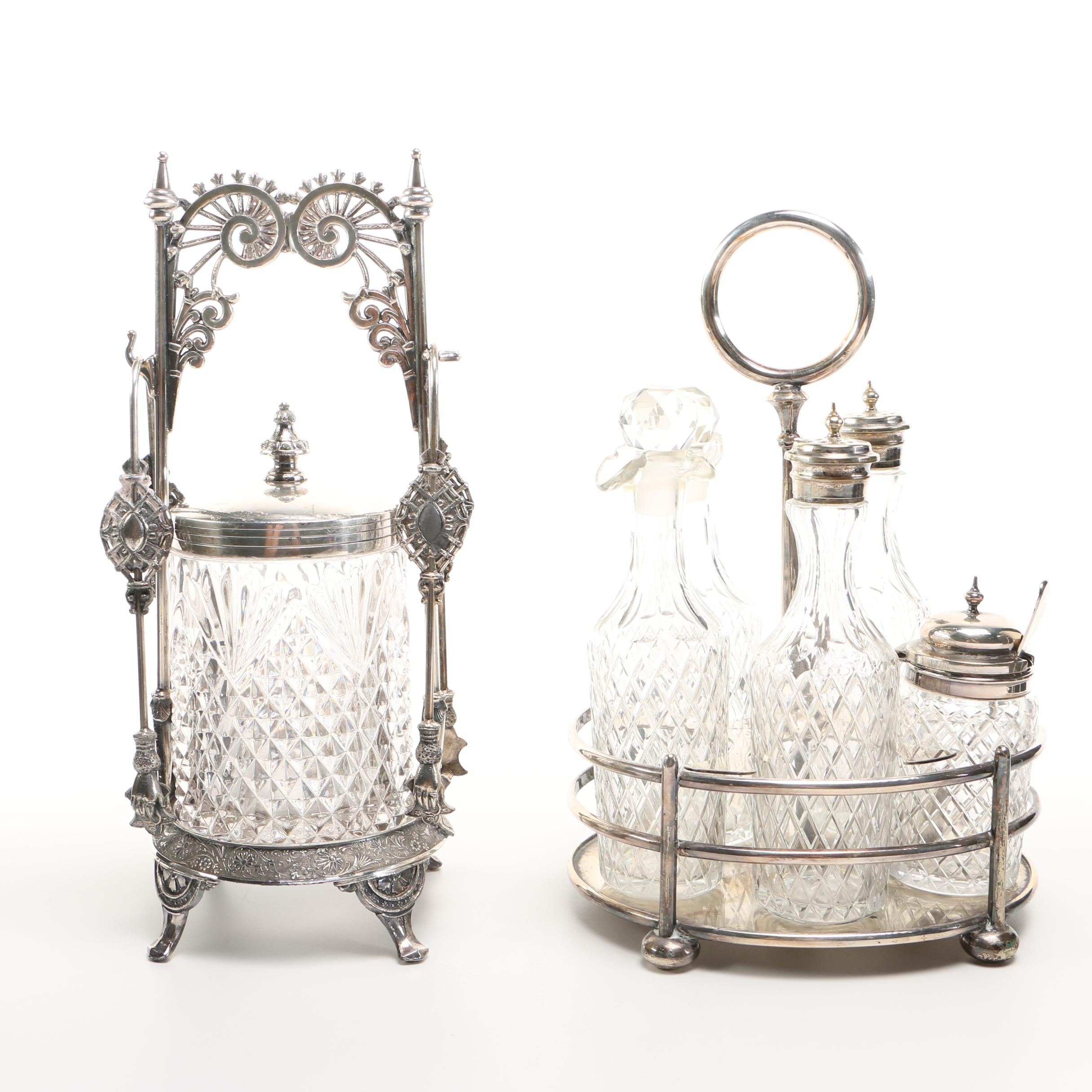 Antique Victorian Wilcox Cruet and Pickle Caster Set With Tongs EBTH