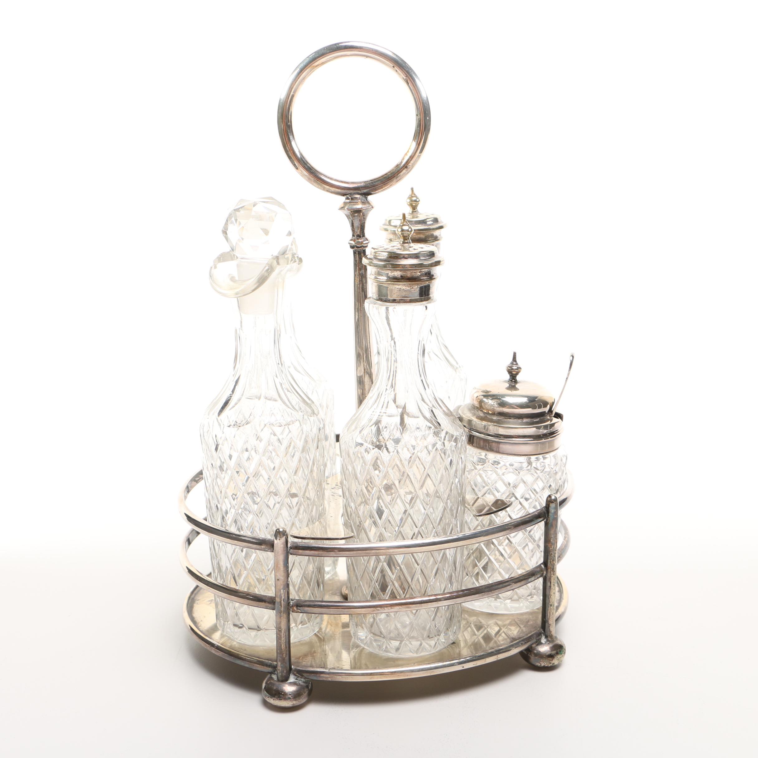 Antique Victorian Wilcox Cruet and Pickle Caster Set With Tongs EBTH