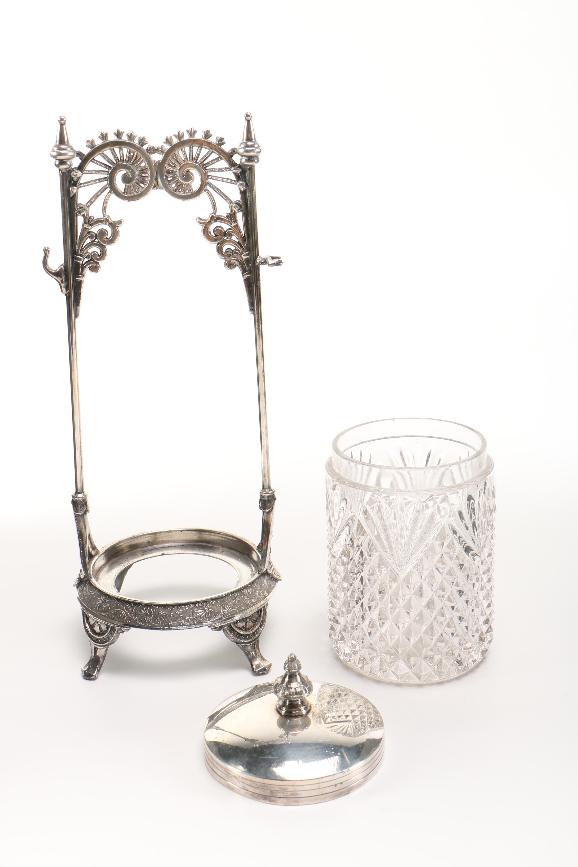 Antique Victorian Wilcox Cruet and Pickle Caster Set With Tongs EBTH