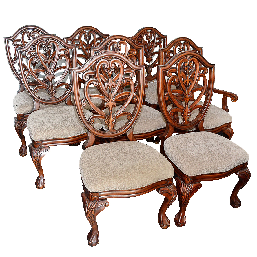 Set Of Eight Shield Back Dining Chairs By Collezione Europa Ebth