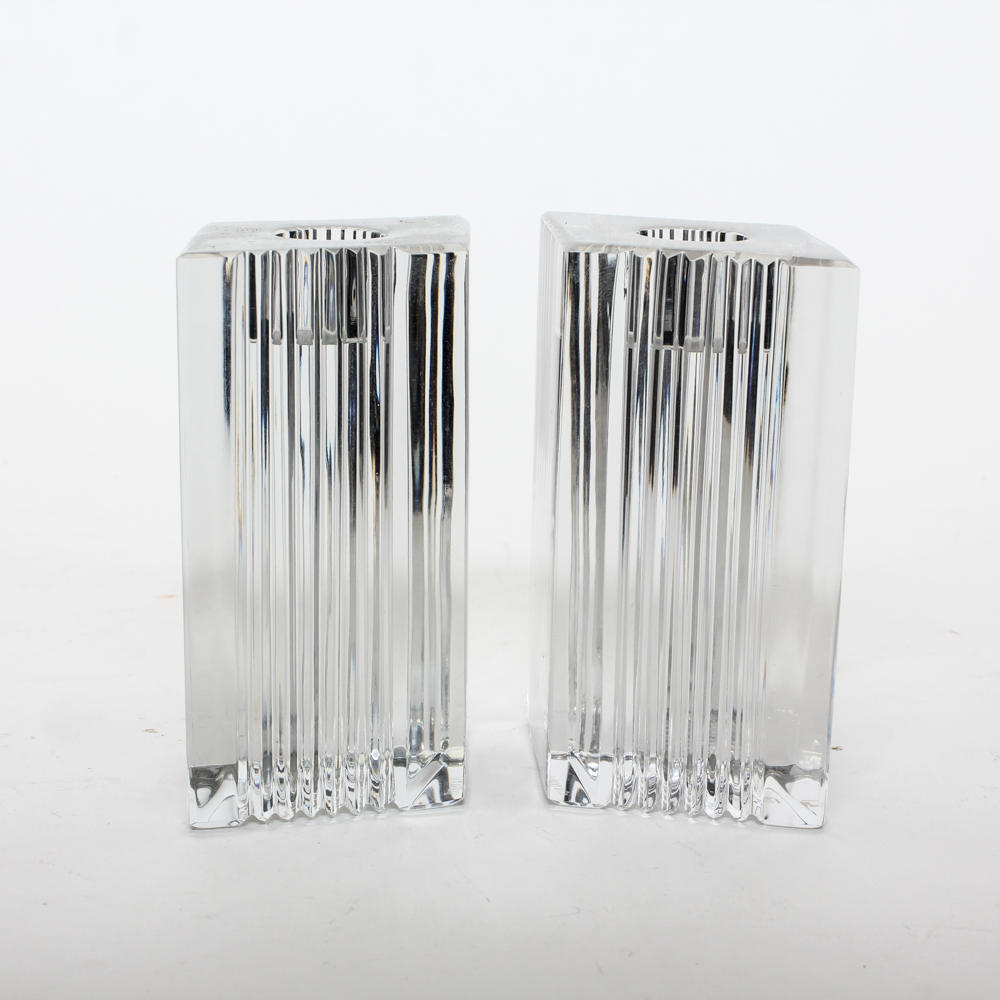 Pair of Tiffany & Co. Glass Candle Holders EBTH