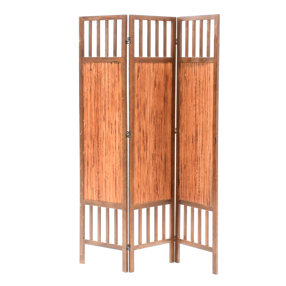 Wooden Three Panel Room Divider EBTH