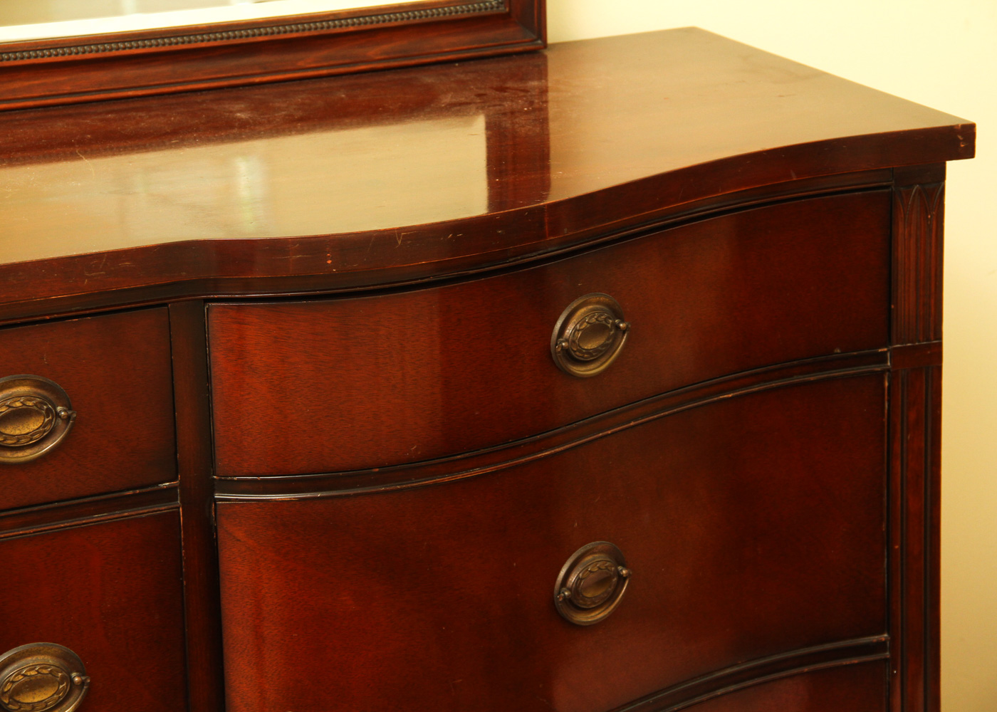 Vintage 1940s Drexel "Travis Court" Mahogany Serpentine Dresser with