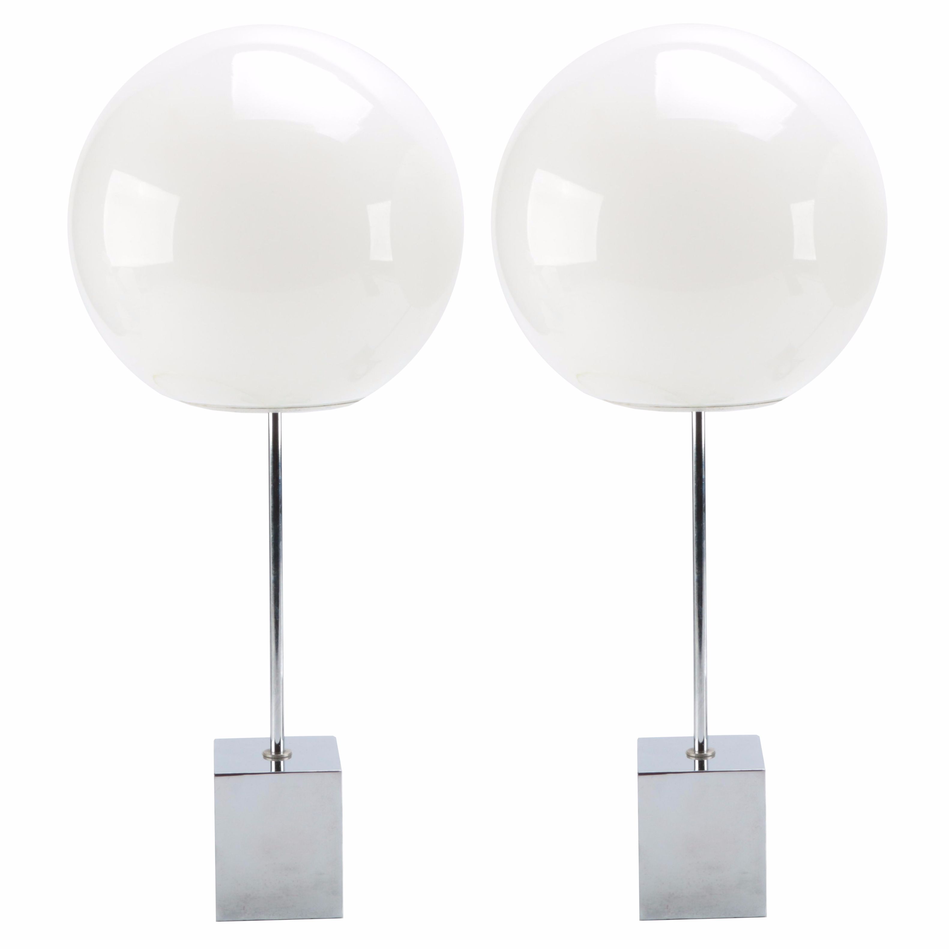 Mid Century Modern Round White Globe Table Lamps EBTH