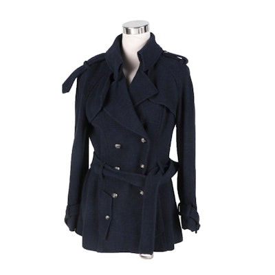 Chanel Navy Blue Wool Blended Jacket