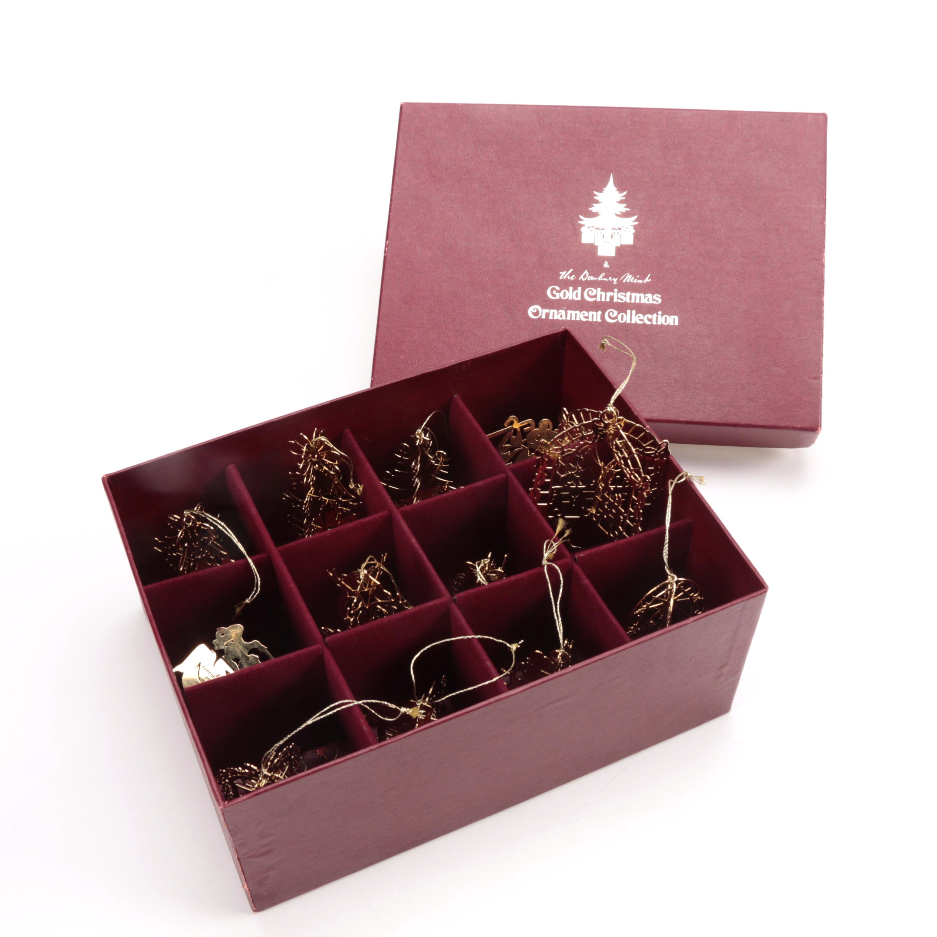 1982 Danbury Mint Gold Plated Christmas Ornaments EBTH