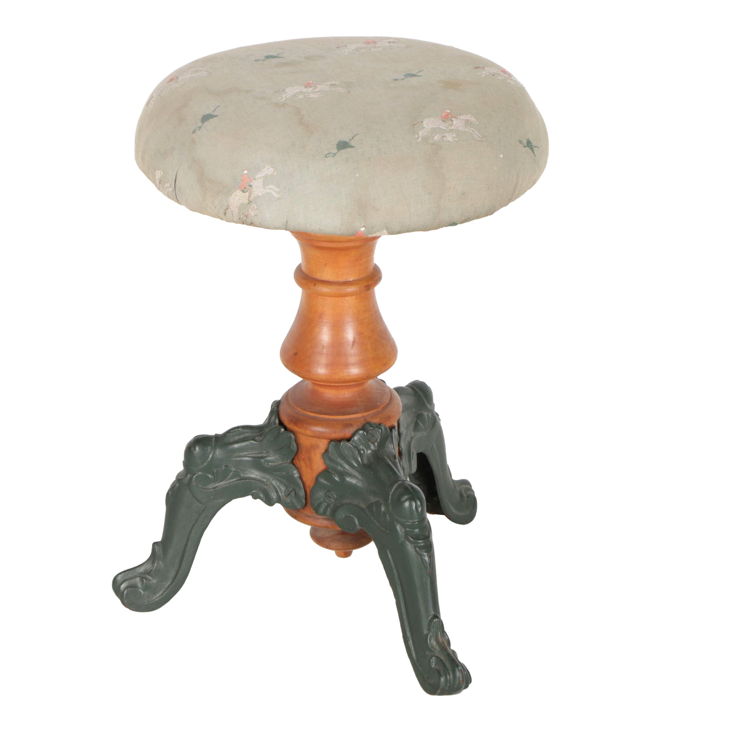 Antique Piano Stool With Cast Iron Legs EBTH