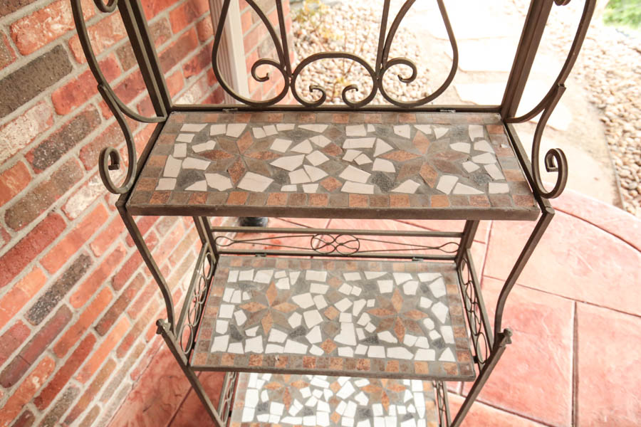 Metal And Mosaic Tile Plant Stand EBTH   17DEN083 173 9 