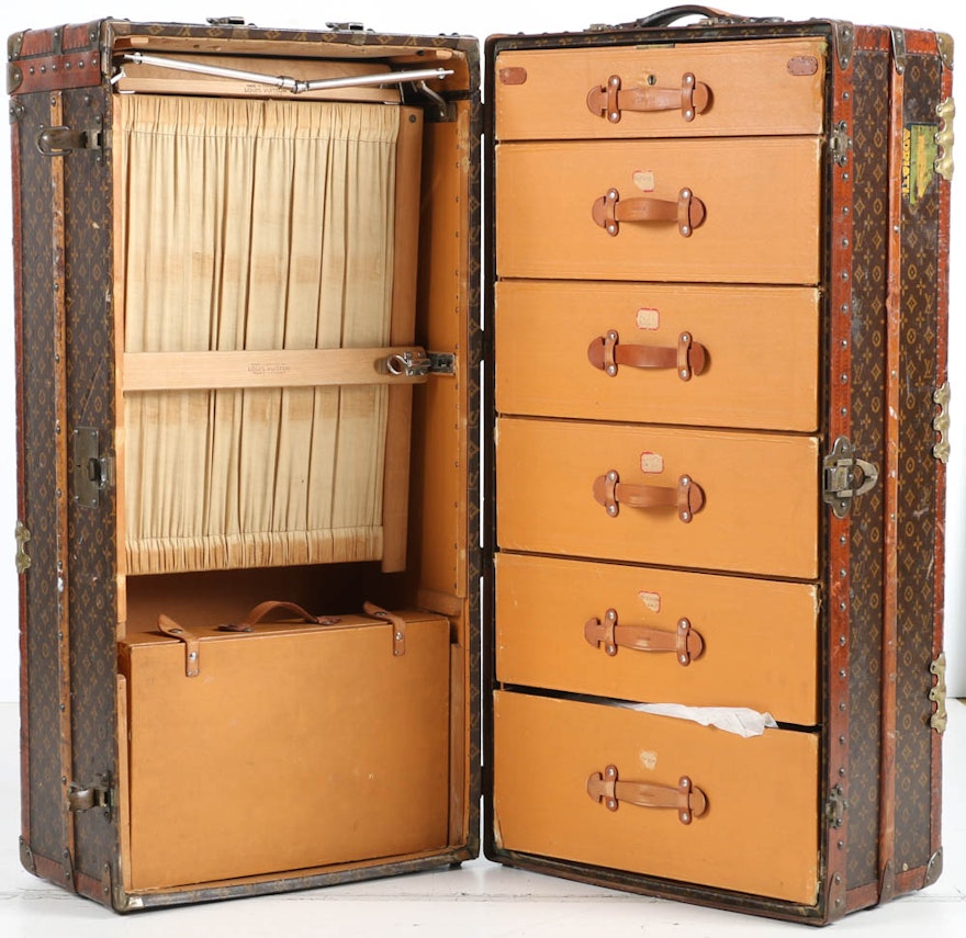 Louis Vuitton Antique Steamer Trunk with Interior Compartments | EBTH