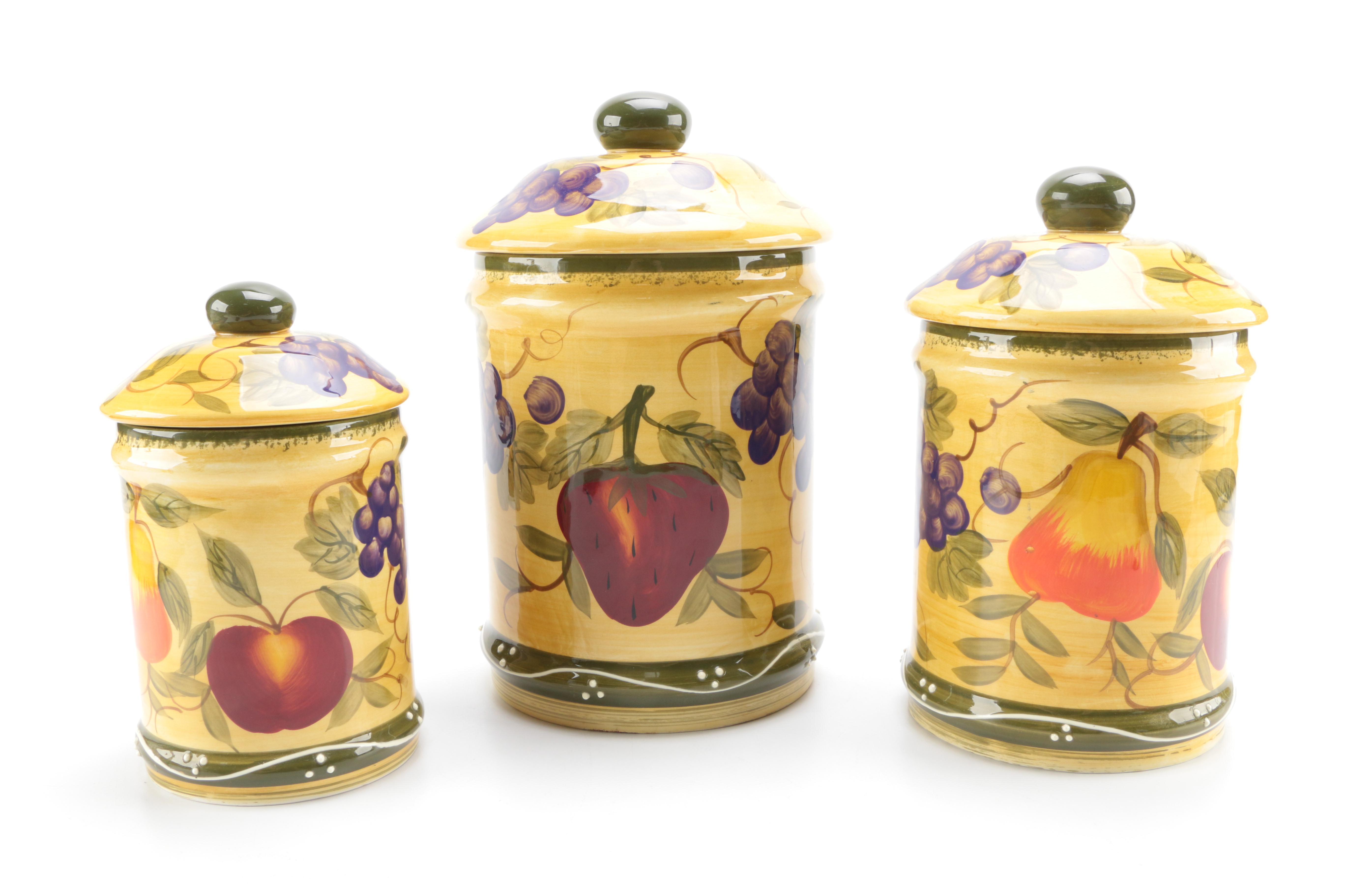 ACK "Casa Vero" Hand Painted Ceramic Jars EBTH