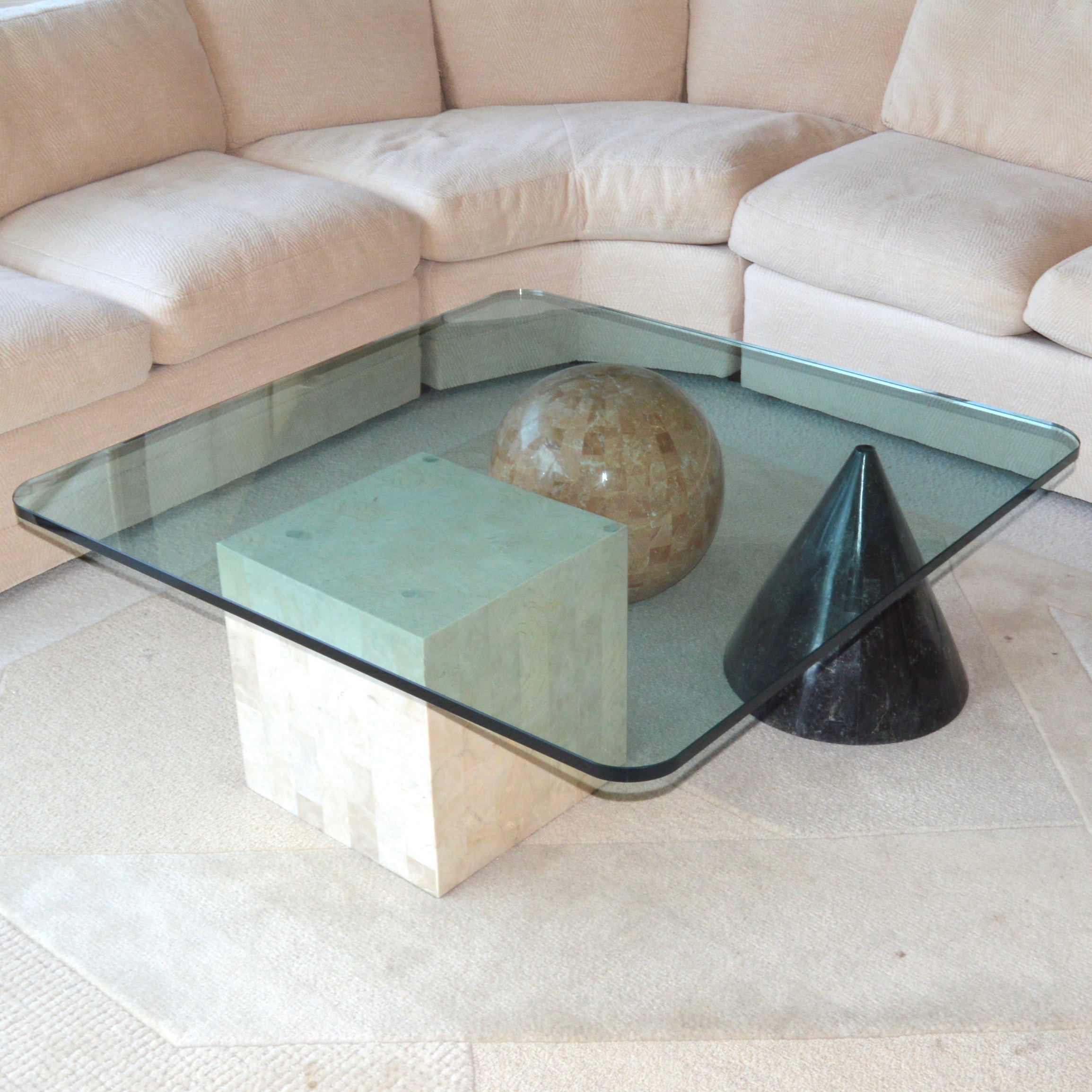 Modernist Marble and Glass Coffee Table by Closson's EBTH