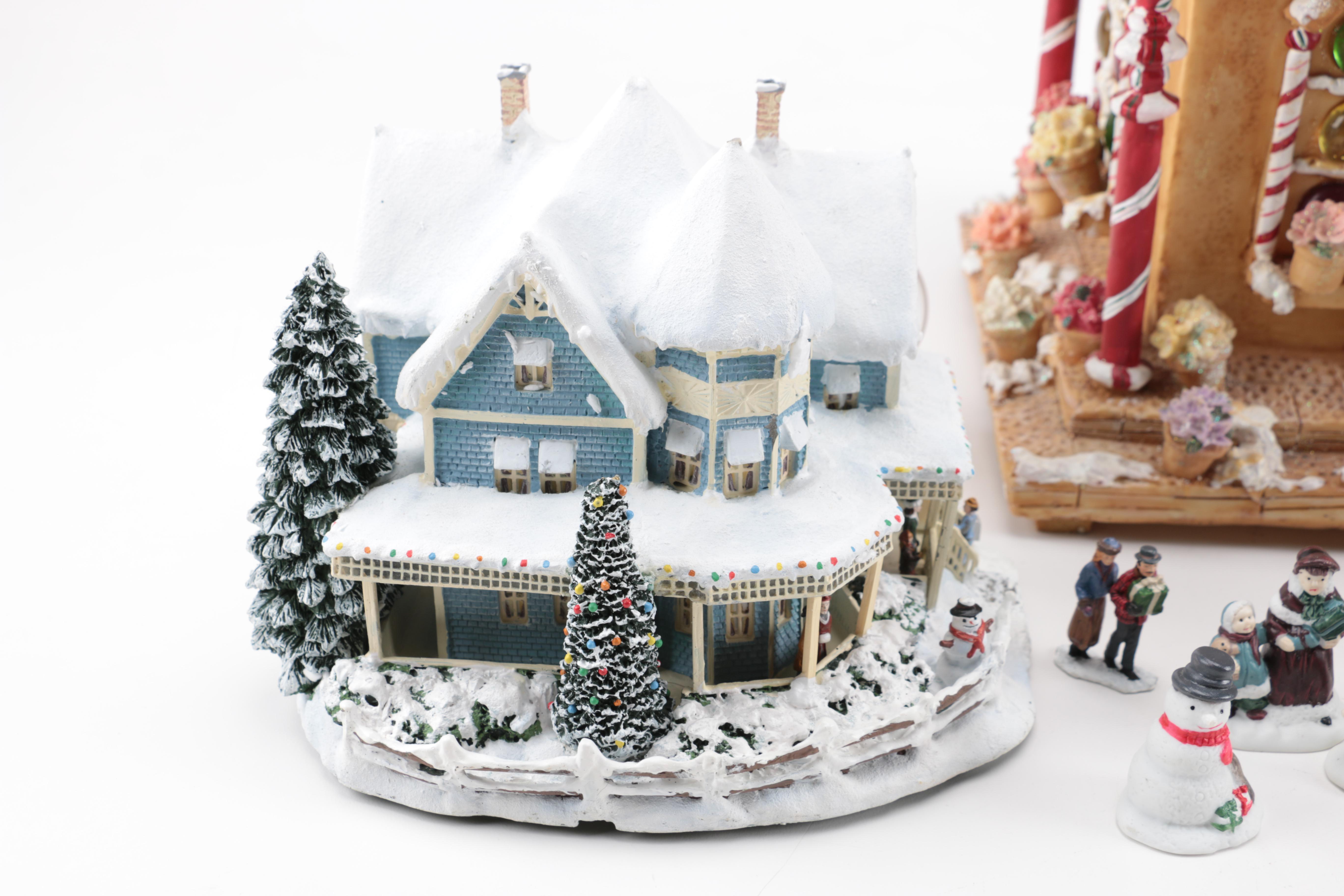 Miniature Lightup Christmas Houses Including Thomas Kinkade EBTH