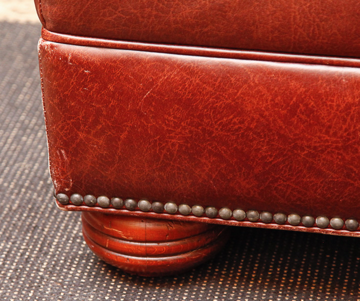 Overstuffed Leather Chair with Ottoman by Charles Stewart Company EBTH