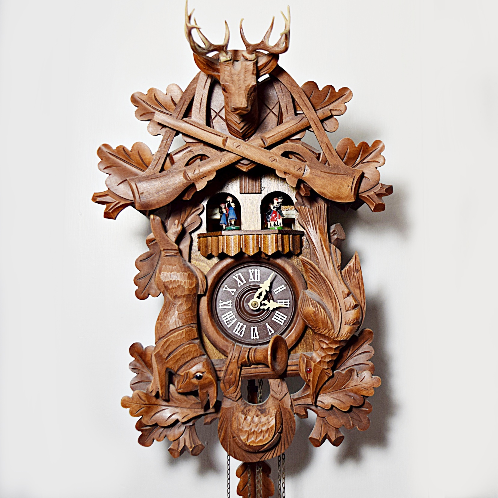 Cuendet Wooden Swiss Musical Movement Wall Clock EBTH