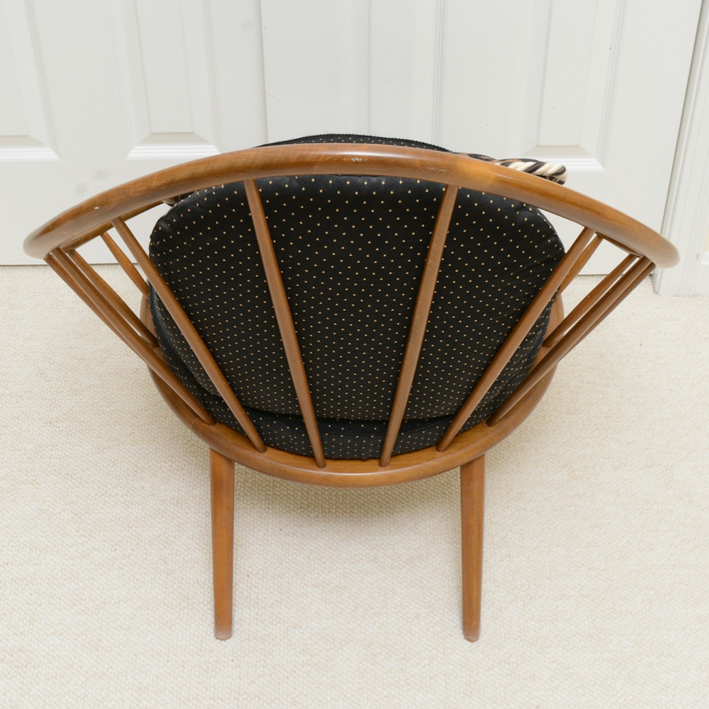 Modern Wooden Barrel Chair and Empire Wood Ottoman | EBTH