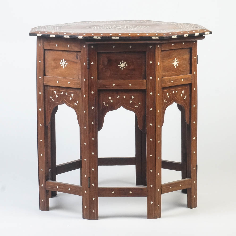 Vintage Moroccan Style Inlaid Wood Side Table EBTH