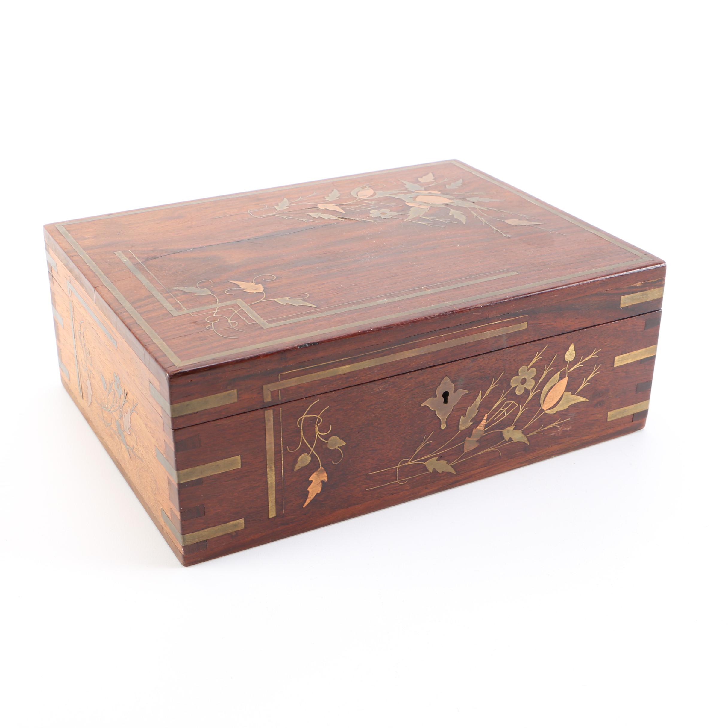 Wood Inlay Jewelry Box EBTH