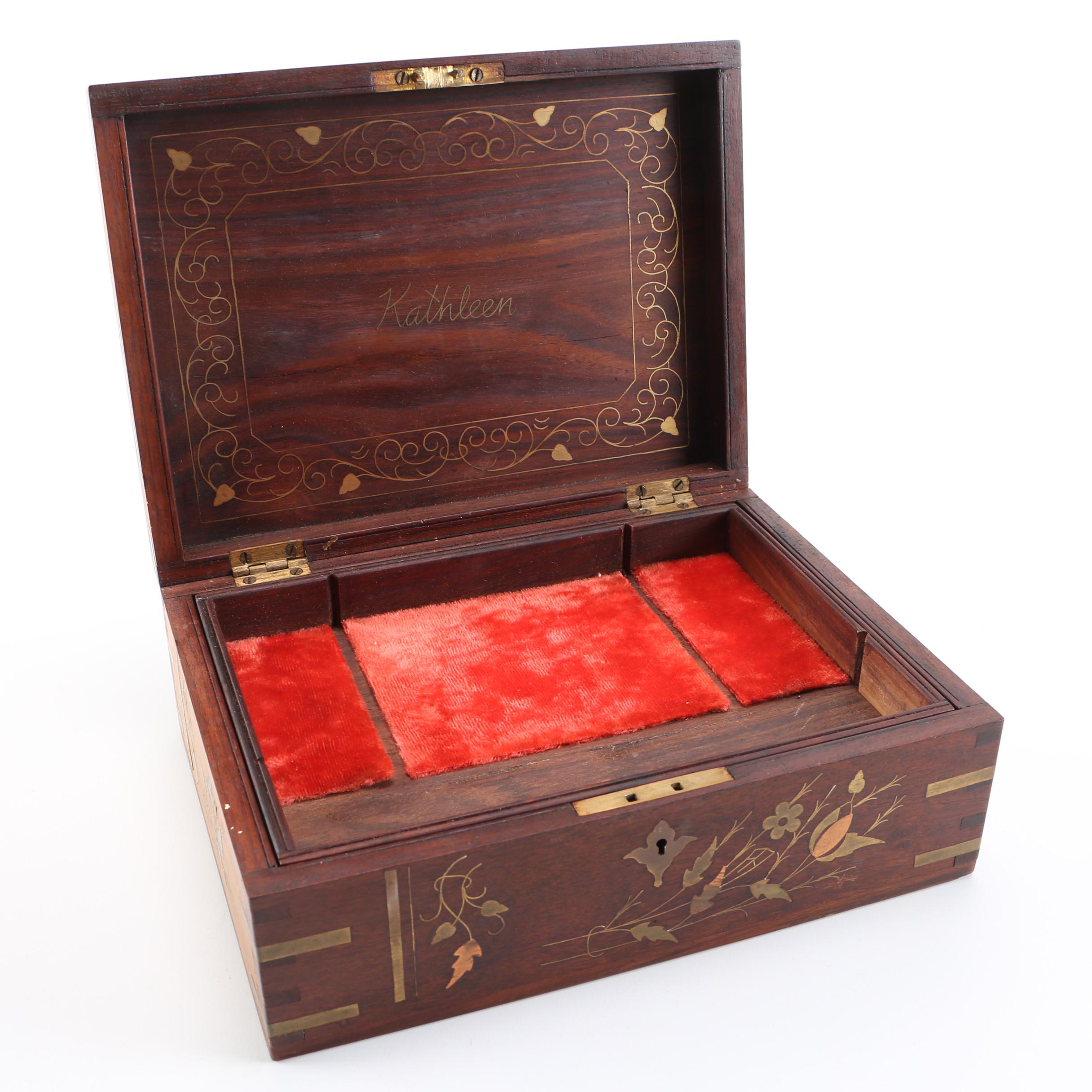 Wood Inlay Jewelry Box EBTH