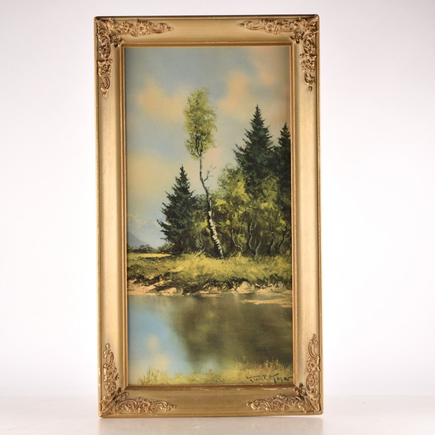 Kurt Moser Framed Offset Lithograph Nature Scene Ebth