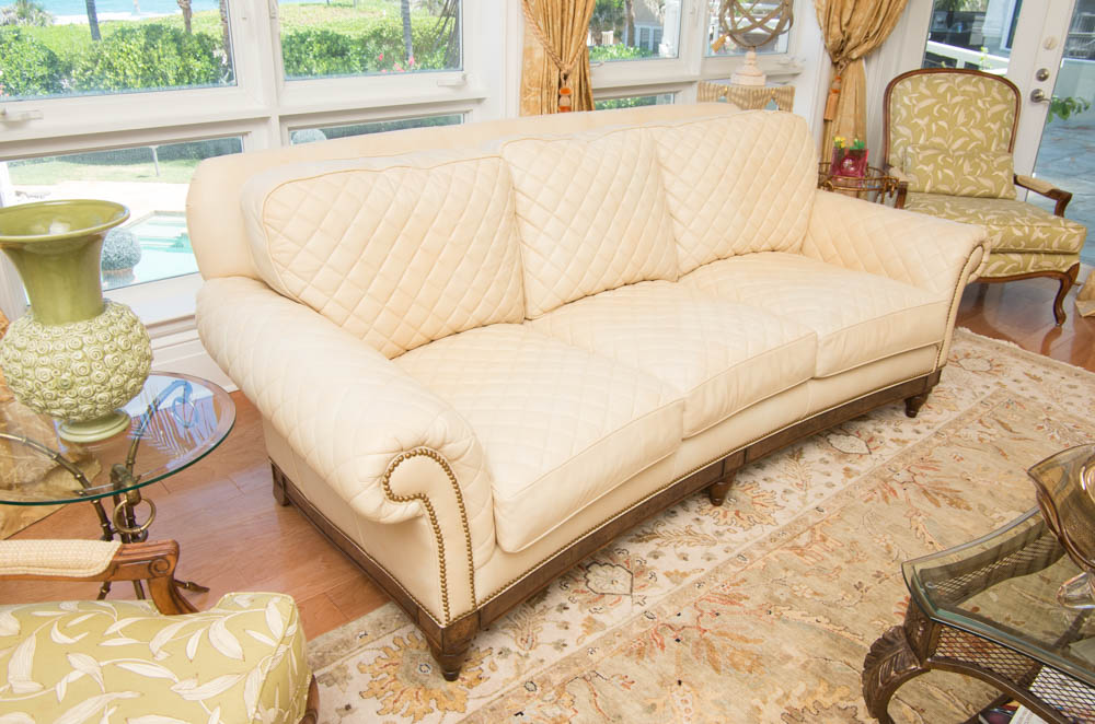 Ivory Leather Sofa by Hancock & Moore EBTH