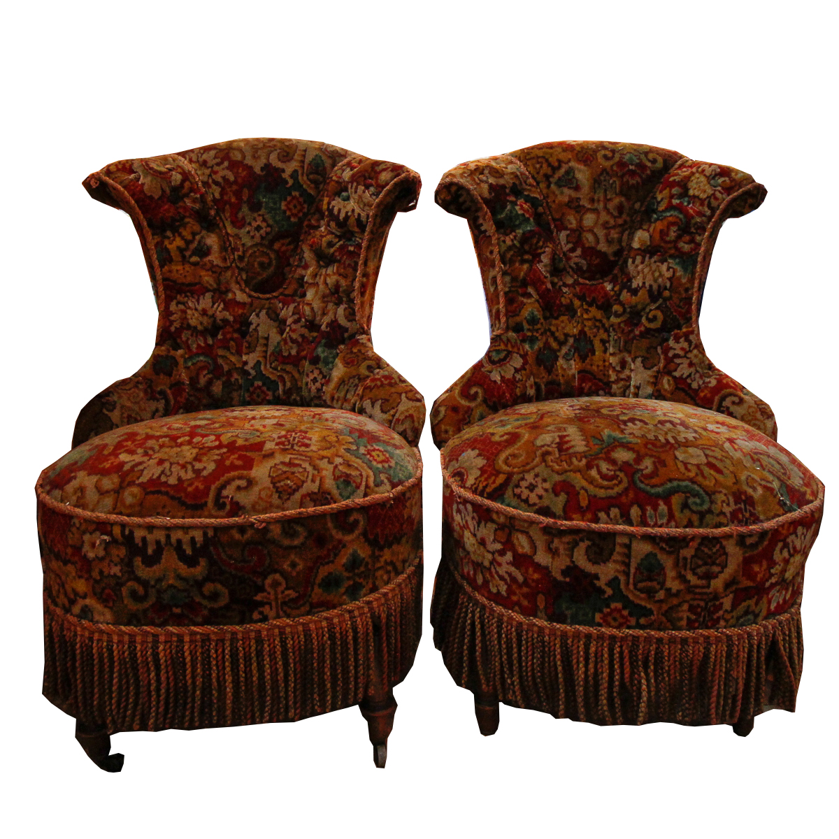 Pair of Victorian Style Upholstered Slipper Chairs EBTH