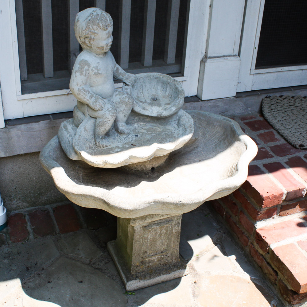 Cast Concrete Cherub Fountain Birdbath EBTH